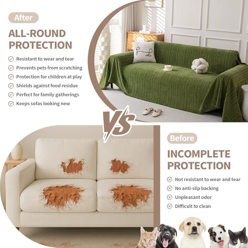Couch Cover for Sofa (Fishbone Green / 91*118 inch)