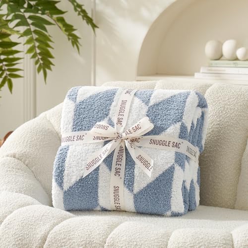 Twin Size Blue Blankets for Bed (Chevron Blue / Twin (60"x80"))