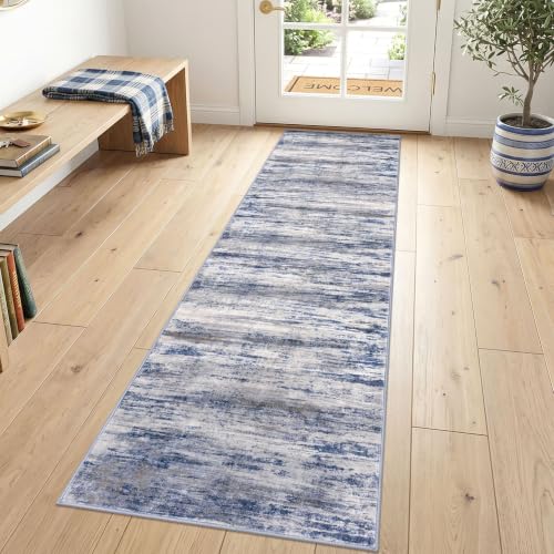 Modern Washable Rug Runner 2x7 Kitchen Runner Rugs Grey (Blue-grey / 2' x 7' (Runner))