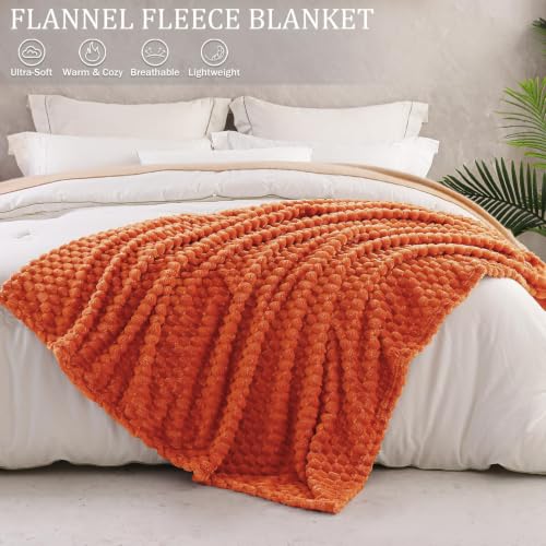 Large 3D Fleece Throw Blanket for Couch (Burnt Orange / Throw ( 50x70 IN ))