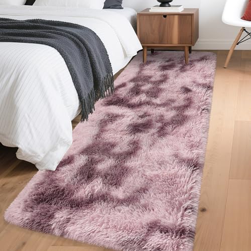 Tie Dyed Blush 2x6 Machine Washable Runner Rugs for Hallway Soft Fluffy Shaggy Bedside Rugs for Bedroom Living Room Indoor Floor Carpet for Kids Girls and Boys Nursery Rooms Home Decor Aesthetic (Tie-dyed Blush / 2' x 6' (Runner))