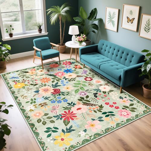 Area Rug Living Room (Green / 4' x 6' (Rectangular))