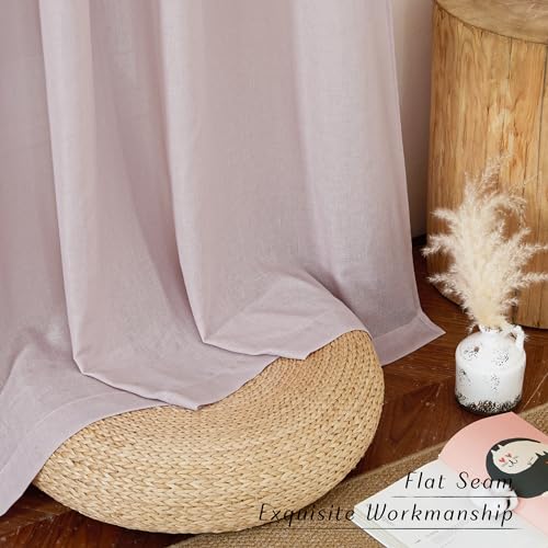 Blush Pink Short Linen Curtains for Kitchen (Blush Pink / 42"W x 48"L (Pack of 2))