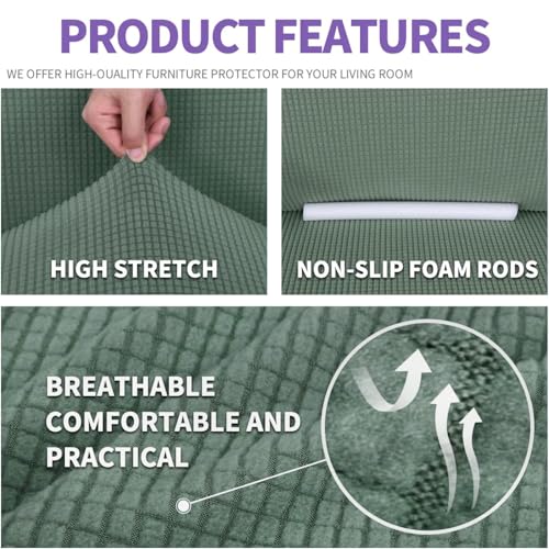 Stretch Oversized Couch Cover Universal Sofa Covers for Living Room Dogs Pet Furniture Protector Spandex Extra Large Sofa Slipcovers with Anti Slip Foam Sticks (Pea Green / X-Large (92"-115"))