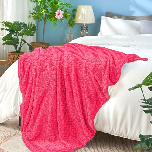 Hot Pink Fleece Throw Blanket for Women (Hot Pink / Throw/Travel-50x60 IN)