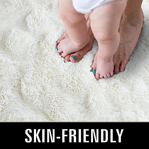 Super Soft Shaggy Rugs Fluffy Carpets 9x12 Feet (9' x 12' (Rectangular) / Cream White)