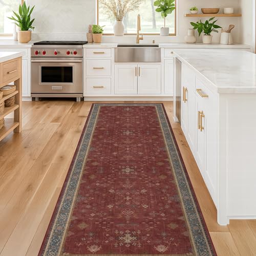 Red 2x8 Long Hallway Runner Rug (2' x 8' (Runner) / Burgundy)