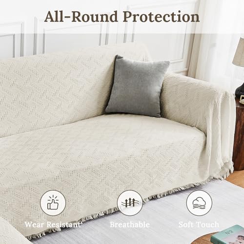 2 Piece Sectional Couch Cover for L Shape Sofa Ivory XL (Ivory / X-Large)