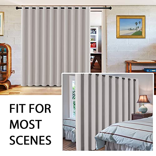 Blackout Curtains for Sliding Glass Door Room Divider Curtains Noise Reduce Curtain Panel Portable Window Screen Sliding Partition (180"W x 96"L (Pack of 1) / Stone)