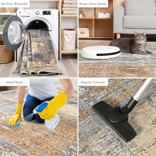 Washable 8x10 Camel Area Rug with Non (Camel / 8' x 10' (Rectangular))
