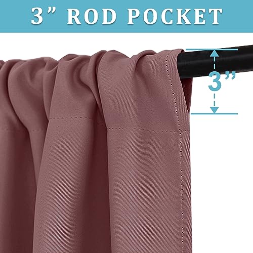 Cafe Blackout Curtains 24 inch Length for RV Camper Kitchen Window (Dusty Rose / 42"W x 24"L (Pack of 2))