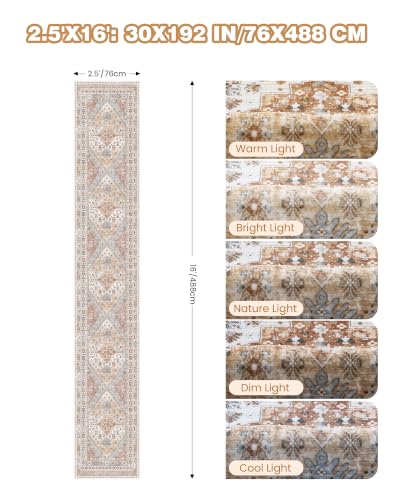 Washable Runner Rug 2.5x16 (Orange / 2'6" x 16' (Runner))