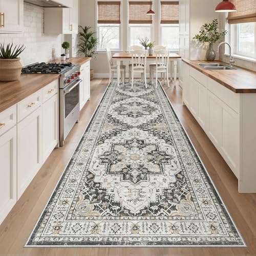 Hallway Runner Rug 3x10 Washable Kitchen Runners 10ft (Black / 3' x 10' (Runner))