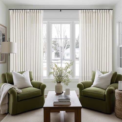 Natural Pinch Pleated Linen 90 Inch Curtains 100 Inch Width (Natural / 100"W x 90"L (Pack of 1))