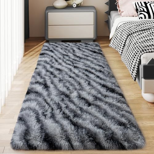 Soft Runner Rugs for Bedroom Hallways (2' x 6' (1 pc) / Black and White)