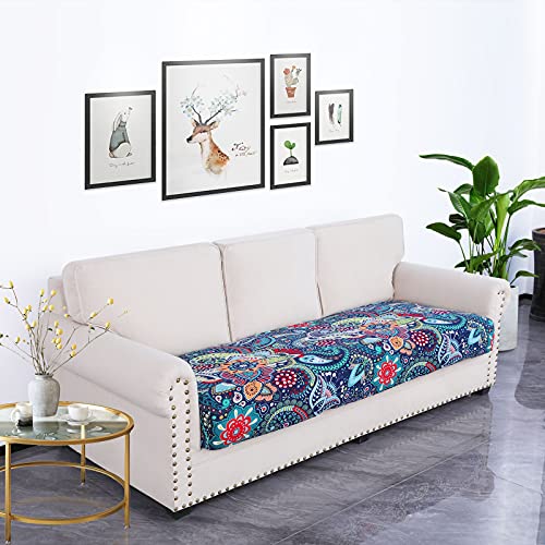 Printed Couch Cushion Covers (Blue / Seat Cover Large)
