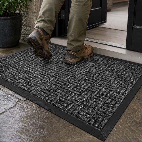 Front Door Mat Outdoor Entrance (Graphite Gray / 1'5" x 2'6" (Rectangular))