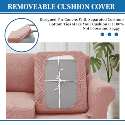 4 Piece Stretch X (91"-110"(3 Cushions) / Dusty Pink)
