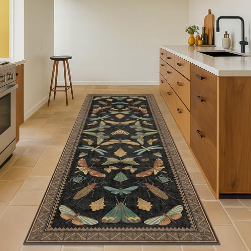 Dark Black Boho 2x10 Rug Runners for Hallways (2' x 10' (Runner) / Black / Multi)