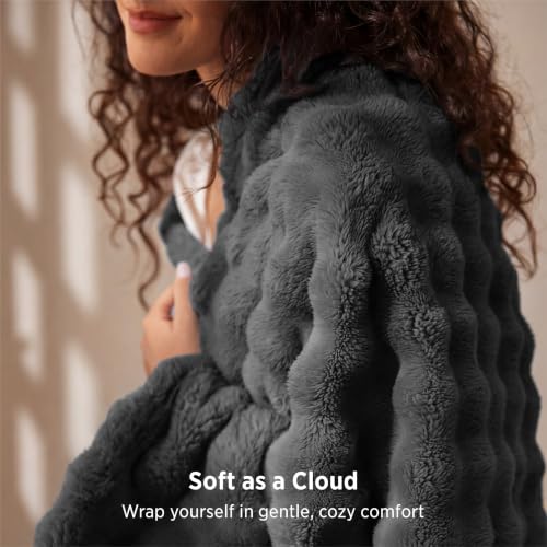 Cloud Bubble Fleece Twin Blanket for Bed (Dark Grey / Twin (60" X 80"))