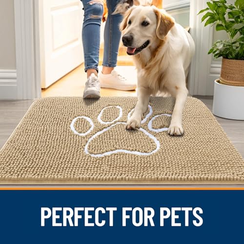 Dog Door Mat for Muddy Paws 70x32 (Beige / 70" X 32")