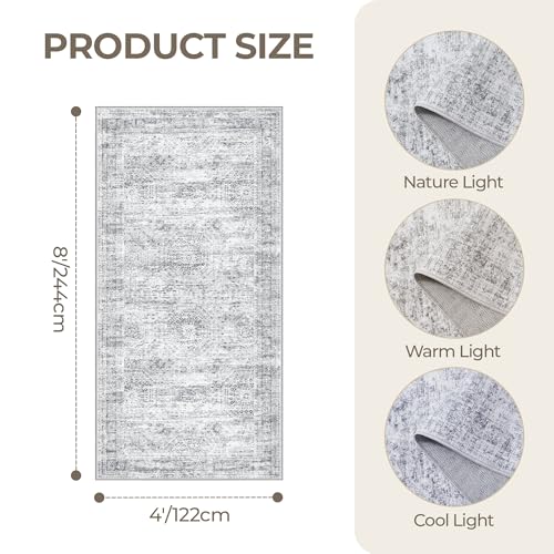 4x8 Rug Non Slip (Grey/Ivory / 4' x 8' (Runner))