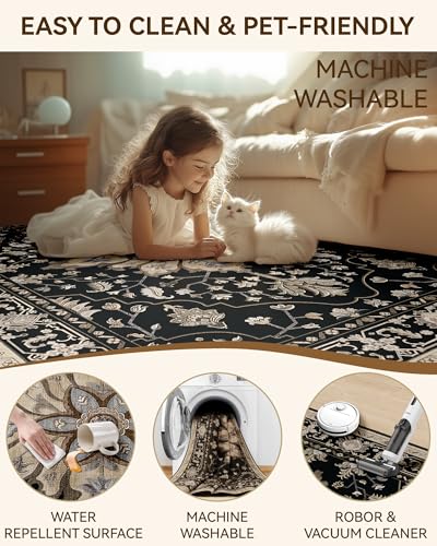 Washable Area Rug (Black/Neutral / 2' x 6' (Rectangular))
