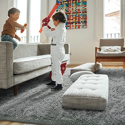 Premium Soft Fluffy Rug Modern Shag Carpet (5'3" x 7'7" (Rectangular) / Grey)