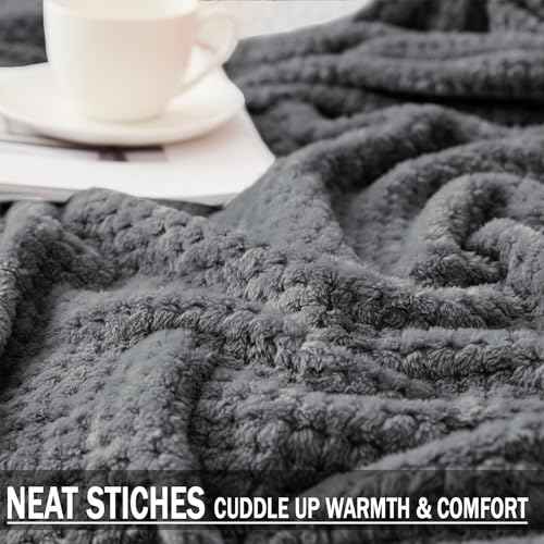 Large Waffle Fleece Throw Blanket for Couch (Gray / 50x70 in)