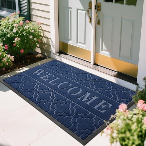 Welcome Mat Outdoor Indoor (60x36 Inch / Blue)