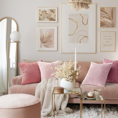Pink Throw Pillow Covers 16x16 Inch Set of 4 (Pink / 22" x 22" (Pack of 4))