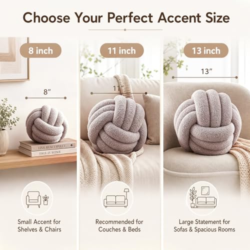 Light Gray Knot Pillow Ball (Light Gray / 11inch)
