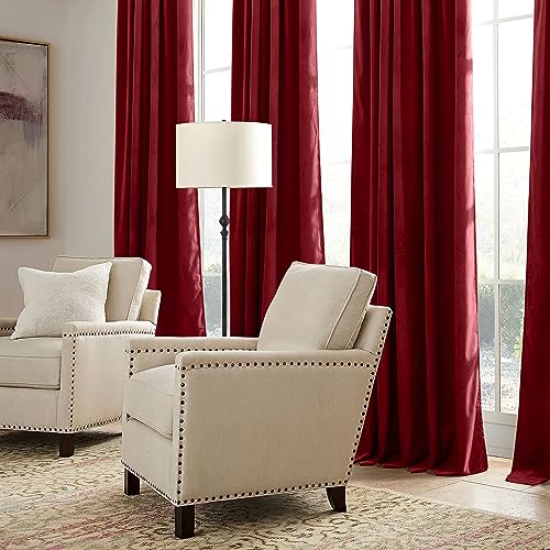 Red Velvet Blackout Curtains 90 inches for Bedroom Living Room (Red / 52"W x 90"L (Pack of 2))