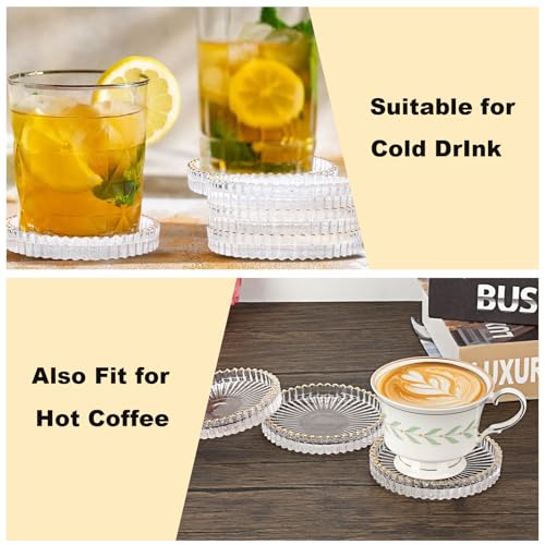 Set of 5 Modern Clear Coaster (Clear With Gold Rim)