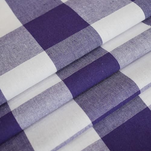 Buffalo Check Plaid Purple and white Valances Gingham 1 Pack Tiers Rod Pocket Farmhouse Short Curtains For Windows Treatment Decor Small Curtains Over Sink For Kitchen (54"W x 16"L (Pack of 1) / Purple and White)