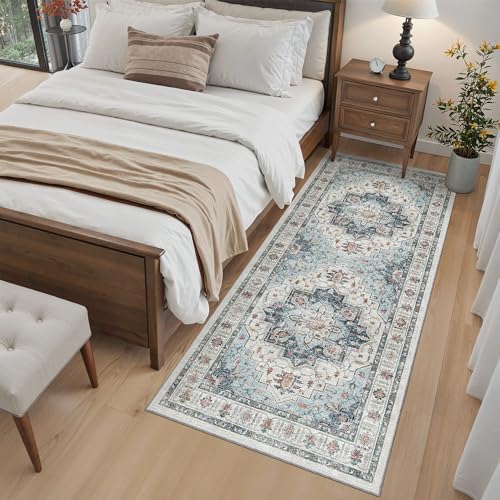 Washable Runner Rug 3x6 Runners for Hallways Non Slip (Blue / 3' x 6' (Runner))