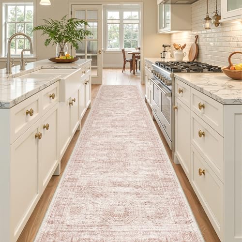 2x10 Runner Rug Non Slip (Pink/Ivory / 2' x 10' (Runner))