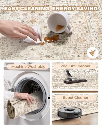 Washable Runner Rug 2.5x16 (Cream/Beige / 2'6" x 16' (Runner))