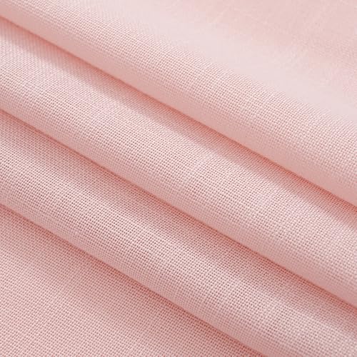 Pink Linen Curtains 84 Inch Length 2 Panels Set for Living Room Light Filtering Semi Sheer Curtains Cherry Blossom Pink Decor Modern Elegant Back Tap Drapes Nersury Bedroom 52ﾗ84 Inch (Pink / 52"W x 84"L (Pack of 2))