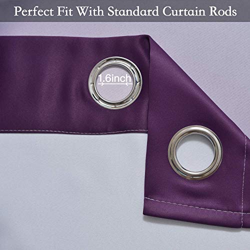 Purple to Grey White Ombre Room Darkening Curtains 84 Inch (52"W x 84"L (Pack of 2) / Purple to Grayish White)