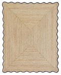 Wave Scalloped Natural Jute Rug (Black / 5'x7' (Rectangular))