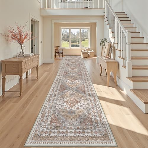 3x18 Long Runner Rugs for Hallway Vintage Washable Rug (Orange / 3' x 18' (Runner))