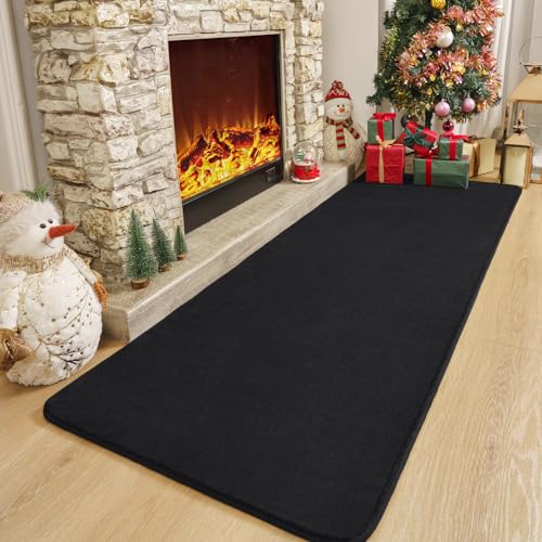 Modern Soft Hallway Runner Rug (3' x 10' (Runner) / Black)