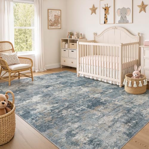 7x9 Area Rugs Living Room (Blue / 7' X 9' (Rectangular))