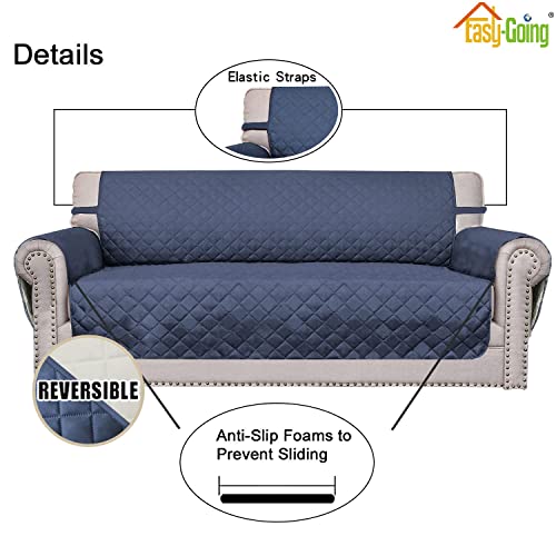 Reversible Couch Cover (Dark Blue/Ivory / X-Large Sofa)