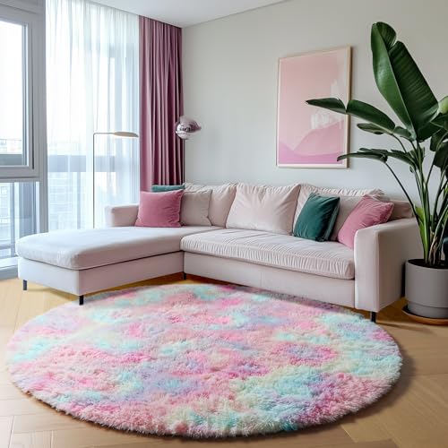Rainbow Round Area Rugs 5ft (Colorful Rainbow / 5' (Round))