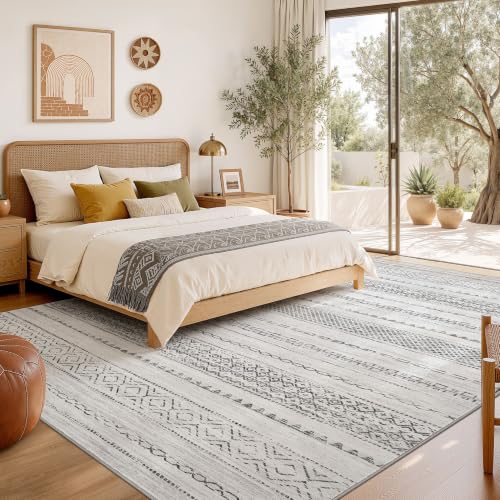 Boho 6x8 Area Rug Living Room Rugs Machine Washable Gray (Color Gray / 6' X 8' (Rectangular))