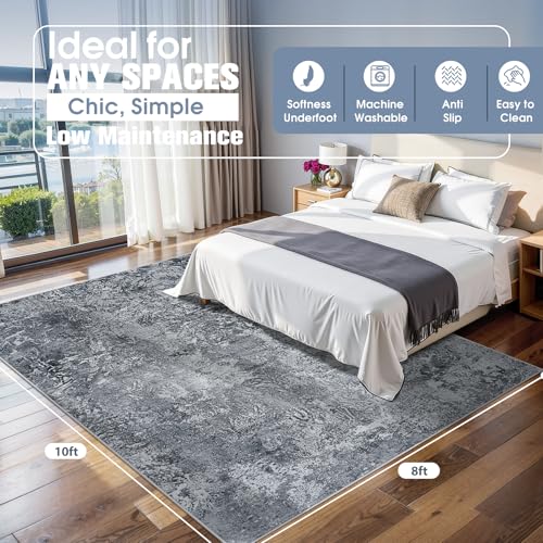 8x10 Area Rugs for Living Room Washable Bedroom Dining Room Black (Black / 8' x 10' (Rectangular))