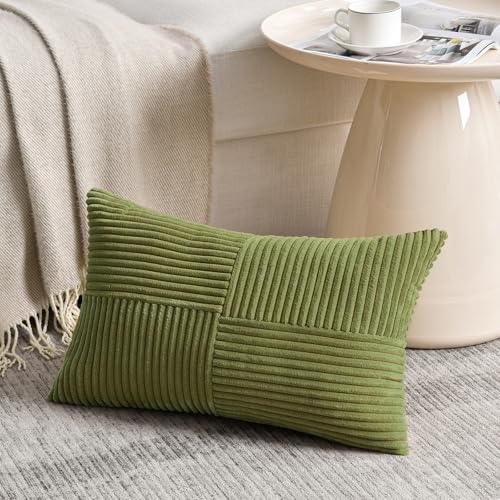 2 Packs Moss Green Lumbar Decorative Throw Pillow Covers 16x28 Inch for Living Room Couch Bed (Moss Green / 28" x 16" (Pack of 2))