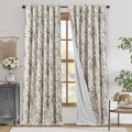 Floral Lined Linen Curtains 108 Long for Living Room 2 Panels (Lined Black / 50"W x 108"L (Pack of 2))